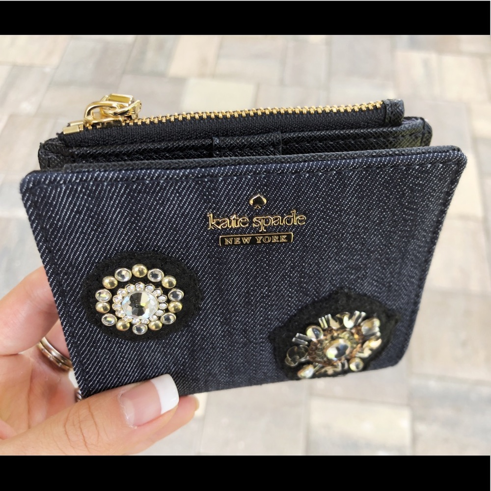 Kate Spade Adalyn Embellished Denim Wallet - Picture 2 of 7